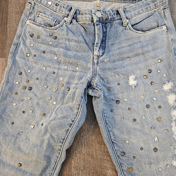 Blanknyc Star Studded Crop Jean Light wash Sz 26 - Picture 12 of 14